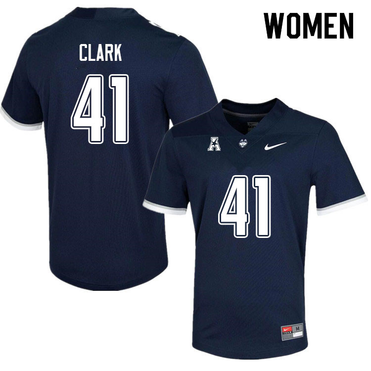 Women #41 Hunter Clark Uconn Huskies College Football Jerseys Sale-Navy